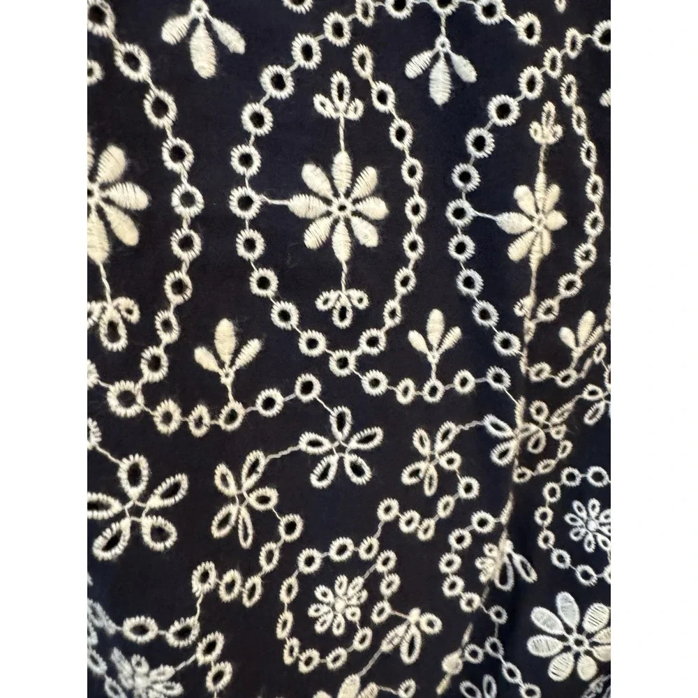 Kate Spade Shore Thing Eyelet Wrap Dress Rich Navy Blue Fresh White Size 2